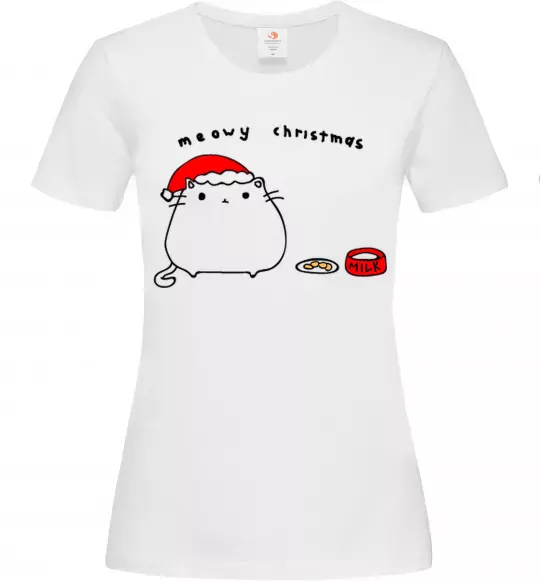 Женская футболка Meowy Christmas Белый фото