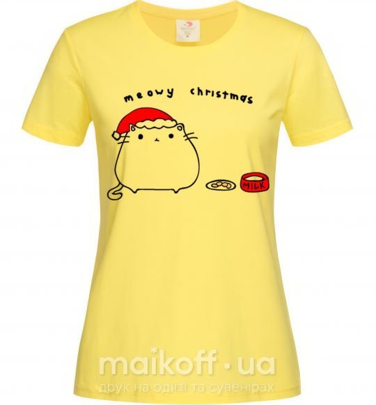 Жіноча футболка Meowy Christmas Лимонний фото