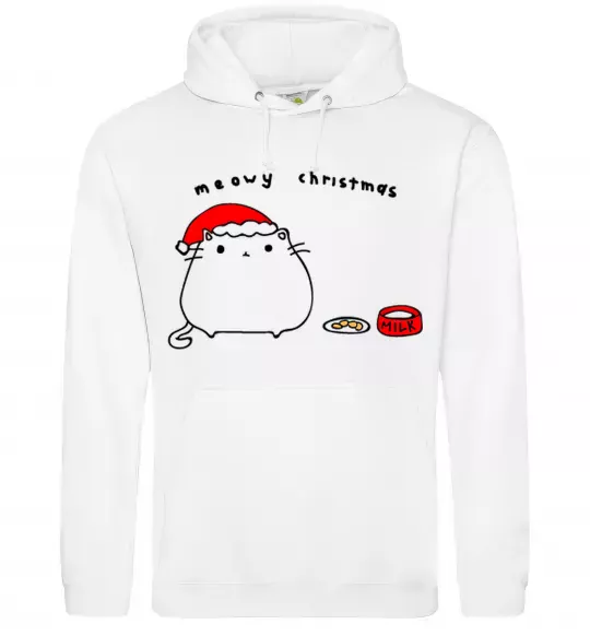 Чоловіча толстовка (худі) Meowy Christmas Білий фото