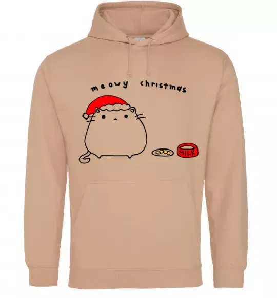 Чоловіча толстовка (худі) Meowy Christmas Пісочний фото