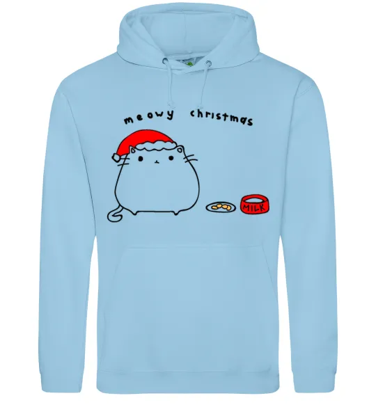 Мужская толстовка (худи) Meowy Christmas Голубой фото