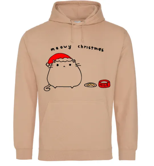 Женская толстовка (худи) Meowy Christmas Песочный фото