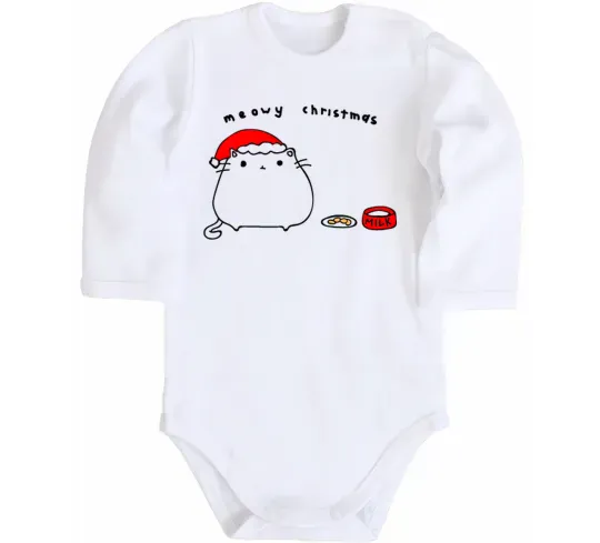 Дитячий бодік Meowy Christmas Білий фото