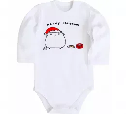 Дитячий бодік Meowy Christmas Білий фото