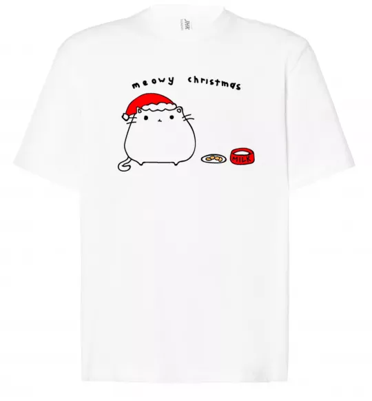 Футболка Оверсайз Meowy Christmas Білий фото