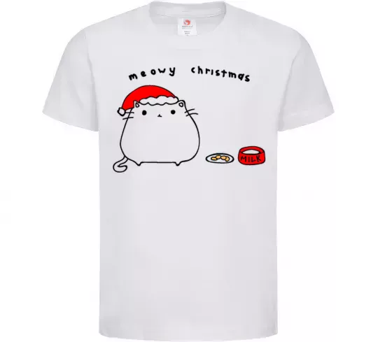 Дитяча футболка Meowy Christmas Білий фото