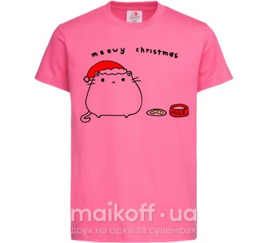 Детская футболка Meowy Christmas Ярко-розовый фото