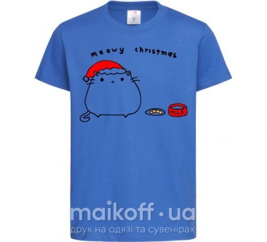 Детская футболка Meowy Christmas Ярко-синий фото