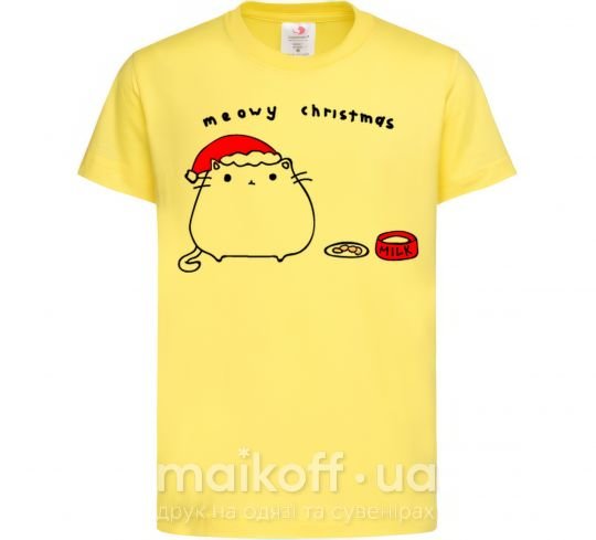 Детская футболка Meowy Christmas Лимонный фото