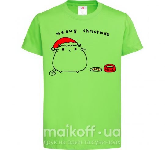 Детская футболка Meowy Christmas Лаймовый фото