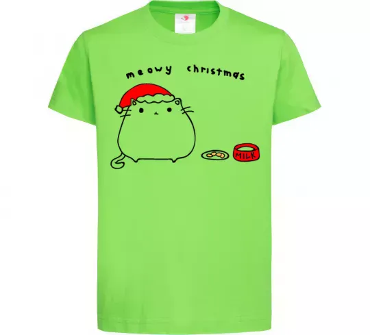 Дитяча футболка Meowy Christmas Лаймовий фото
