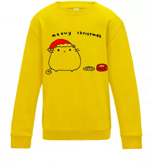 Детский Свитшот Meowy Christmas Солнечно желтый фото