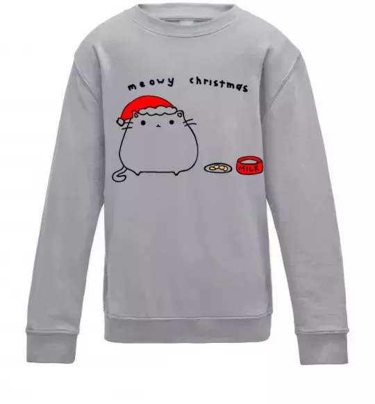 Детский Свитшот Meowy Christmas Серый меланж фото