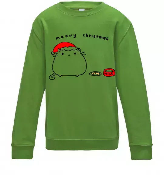 Детский Свитшот Meowy Christmas Лаймовый фото