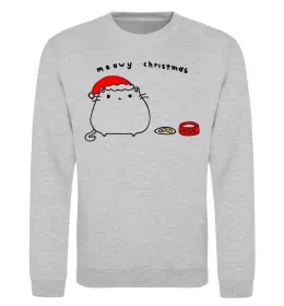 Свитшот Meowy Christmas Серый меланж фото
