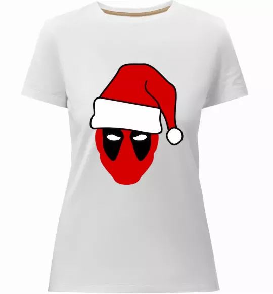 Женская премиум футболка Christmas Deadpool Белый фото
