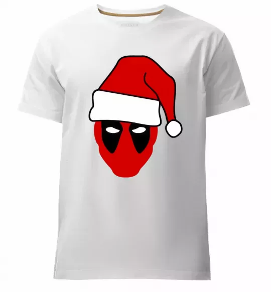Мужская премиум футболка Christmas Deadpool Белый фото