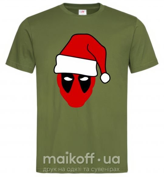 Мужская футболка Christmas Deadpool Оливковый фото