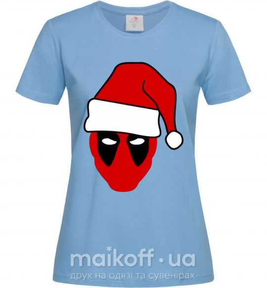 Жіноча футболка Christmas Deadpool Блакитний фото
