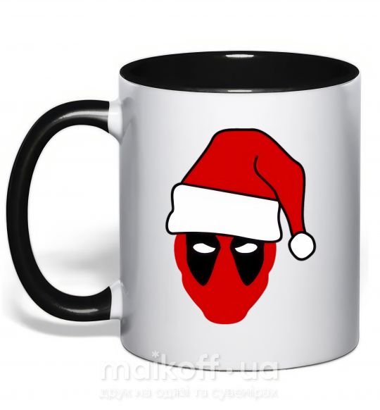 Чашка с цветной ручкой Christmas Deadpool Черный фото