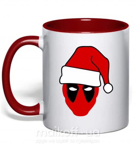 Чашка с цветной ручкой Christmas Deadpool Красный фото