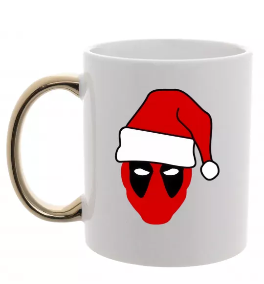 Чашка с цветной ручкой Christmas Deadpool Золото фото