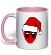 Чашка з кольоровою ручкою Christmas Deadpool Ніжно рожевий фото