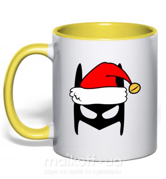 Чашка з кольоровою ручкою Christmas batman Сонячно жовтий фото