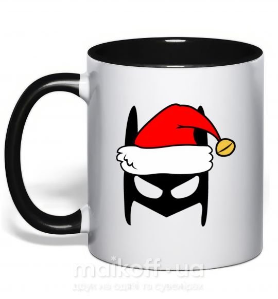 Чашка з кольоровою ручкою Christmas batman Чорний фото