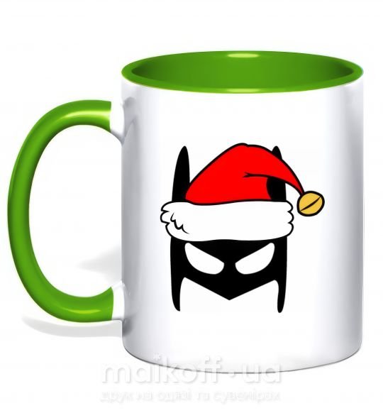 Чашка з кольоровою ручкою Christmas batman Зелений фото