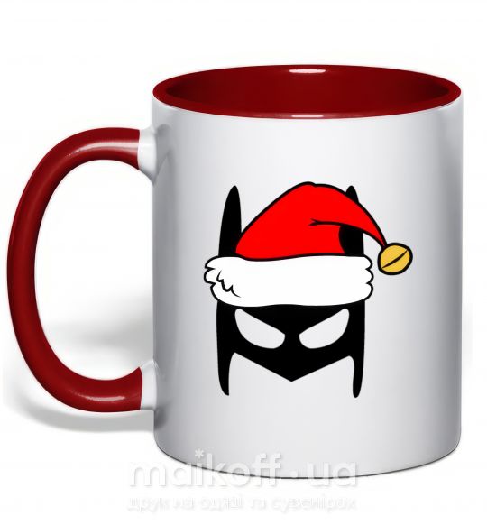 Чашка с цветной ручкой Christmas batman Красный фото