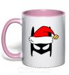 Чашка з кольоровою ручкою Christmas batman Ніжно рожевий фото