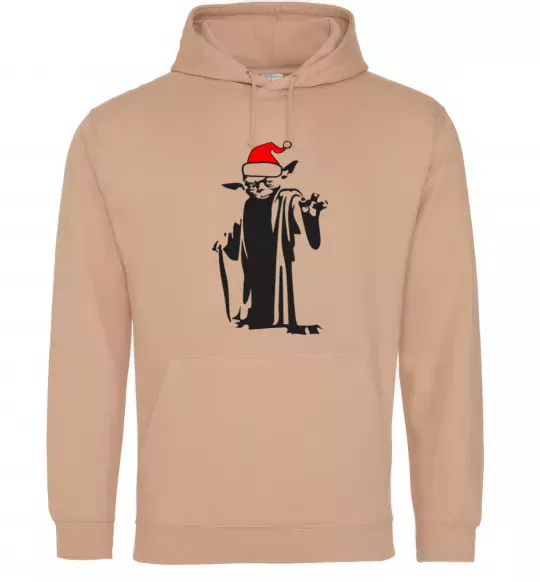 Мужская толстовка (худи) Christmas Yoda Песочный фото