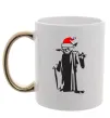 Чашка з кольоровою ручкою Christmas Yoda Золото фото
