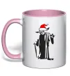 Чашка з кольоровою ручкою Christmas Yoda Ніжно рожевий фото