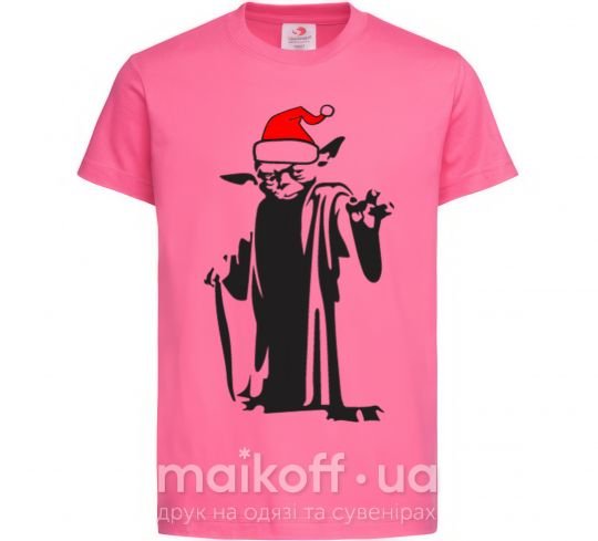 Дитяча футболка Christmas Yoda Яскраво-рожевий фото