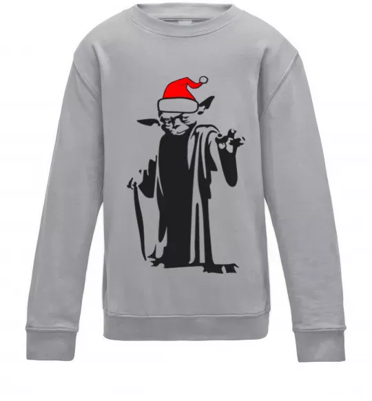 Детский Свитшот Christmas Yoda Серый меланж фото