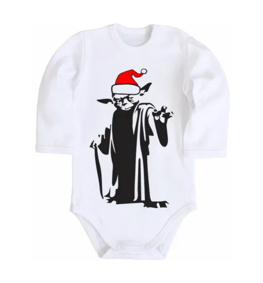 Детский боди Christmas Yoda Белый фото
