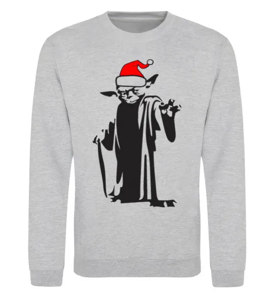 Світшот Christmas Yoda Сірий меланж фото
