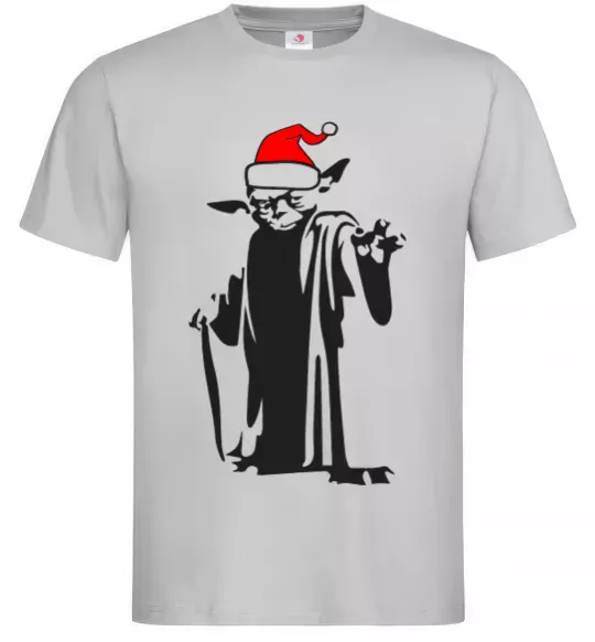 Мужская футболка Christmas Yoda Серый фото