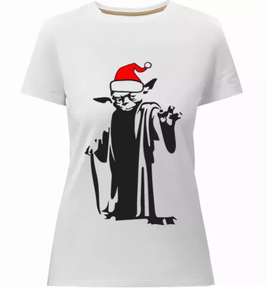 Жіноча преміум футболка Christmas Yoda Білий фото