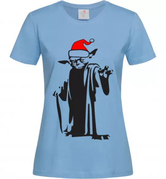 Женская футболка Christmas Yoda Голубой фото