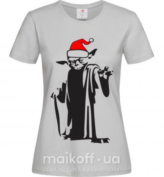Женская футболка Christmas Yoda Серый фото