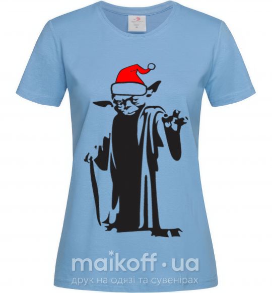 Жіноча футболка Christmas Yoda Блакитний фото