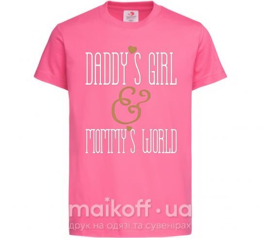 Дитяча футболка Daddy's girl mommy's world Яскраво-рожевий фото