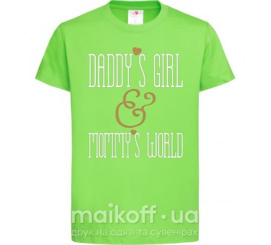 Дитяча футболка Daddy's girl mommy's world Лаймовий фото