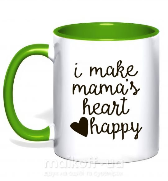 Чашка с цветной ручкой I make mamas heart happy Зеленый фото