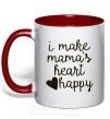 Чашка з кольоровою ручкою I make mamas heart happy Червоний фото