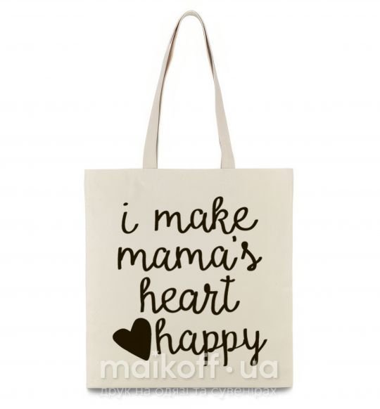 Эко-сумка I make mamas heart happy Бежевый фото