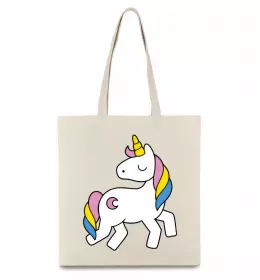 Эко-сумка Одноріг з зіркою Бежевый фото